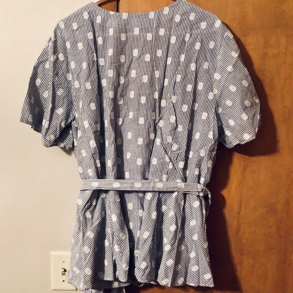 Loft Plus Stripe Dotted Wrap Blouse 24 NWT - Picture 4 of 5
